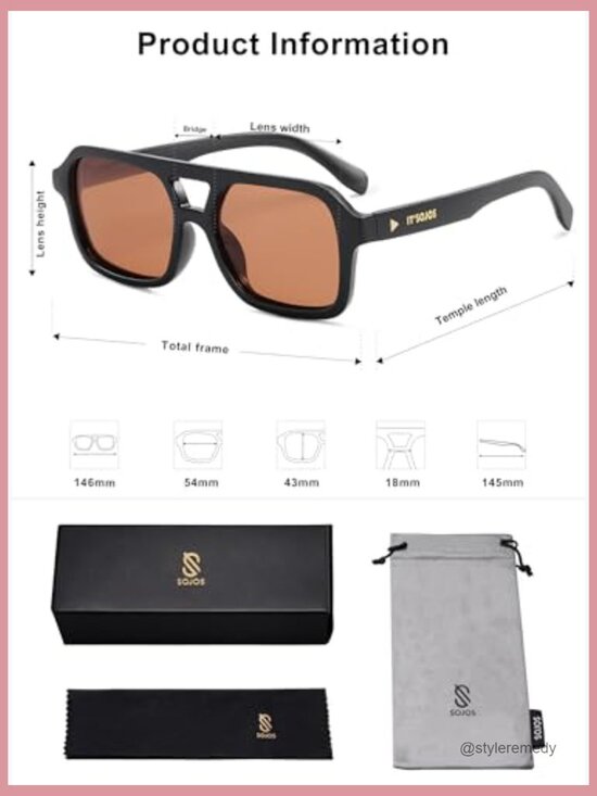 Retro Aviator Sunglasses Polarized UV400 Protection Square Designer main image 5